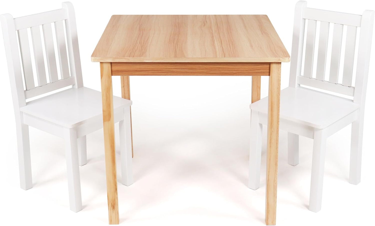 Humble Crew, Natural White Big Kids Wood Table and 2 Chair Set