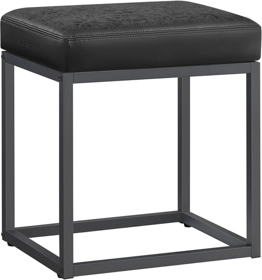 SONGMICS HOME LUIZ Collection - Ottoman Footstool, Rectangle Ottoman, Vanity Chair Stool, Footrest, Reversible Top, Side Table, Max. Load 660 lb, Bedroom Living Room Entryway, Ink Black ULOM079B01