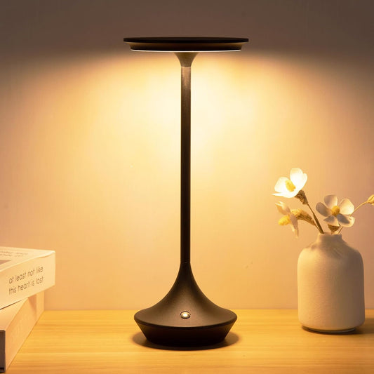 Moddeny LED Cordless Table Lamps, 4000mAh Rechargeable Battery Desk Lamps Waterproof Outdoor Camping Light 3 Colors Stepless Dimming Nightstand Lamp for Bedroom\/Desk\/Cafe\/Dining Room\/Terrace
