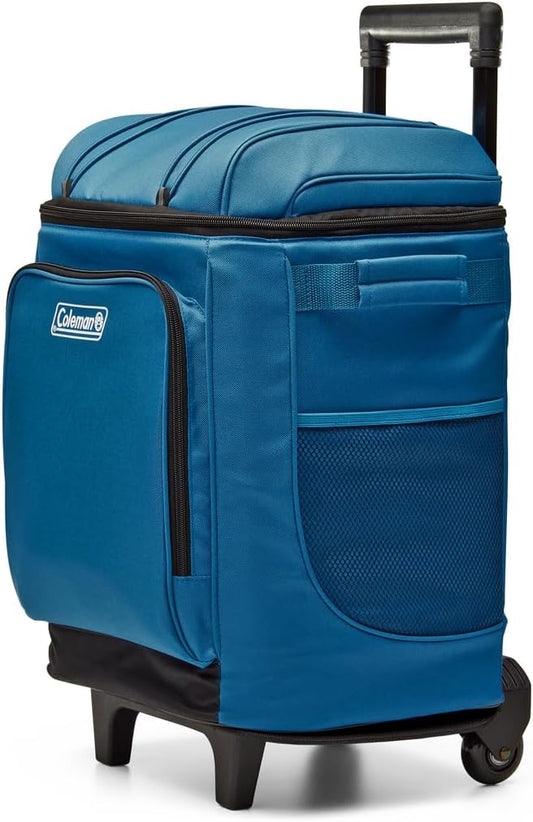 Coleman Chiller Wheeled Soft Cooler, Leak-Proof 42 Can Rolling Cooler with Ice Retention, Made with Recycled Materials, Great for Beach, Pool, Sports, Camping, Tailgating, Boat, & More