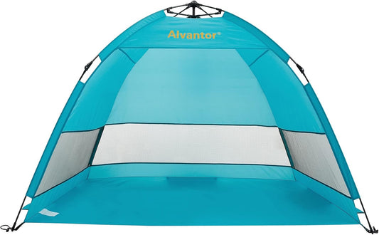 Alvantor Beach Tent Super Bluecoast Beach Umbrella Outdoor Sun Shelter Cabana Automatic Pop Up UPF 50+ Sun Shade Portable Camping Hiking Canopy Easy Setup Windproof Patent Pending