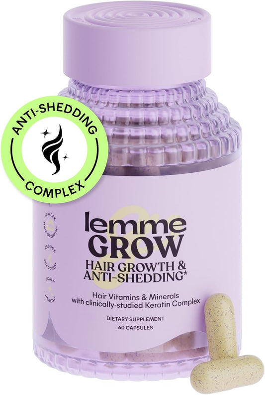 Lemme Grow Hair Growth Supplement for Women, Clinically Proven Keratin Complex for Visibly Thicker Hair and Scalp Coverage, Reduced Shedding, Nourish Thinning Hair - 1 Month Supply