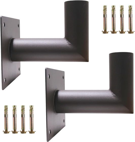 JC-LGL 90 Degree Wall Mount Bracket with 2-3\/8in OD Tenon, Tenon Adapter L Shape Wall Mounted Adapter for LED Street Lights Parking Lot Lights Post Top Light, Heavy Duty Steel, Dark Bronze, 2 Pack