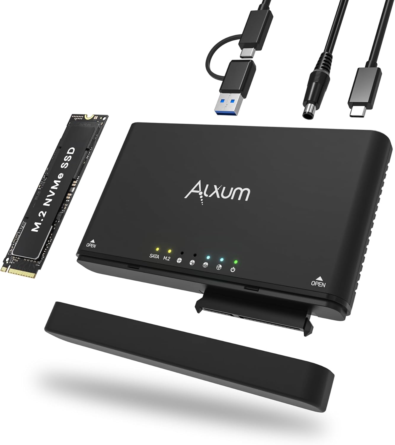 SATA SSD M.2 NVMe Enclosure - USB C 3.2 10Gbps Adapter M.2 Enclosure Supports Hot-swapping and Offline Cloning with 2.5"/3.5" SATA Hard Drive Reader SATA PCle M and B&M Keys for Size 2242/2260/2280