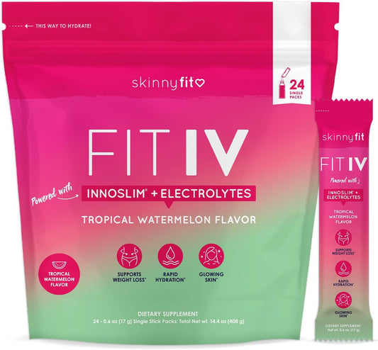 SkinnyFit FIT IV Hydrating Electrolytes Plus Weight Managing Innoslim, Vitamin B12 & Vitamin C, Rapid Hydration, Healthy Aging, 24 Servings