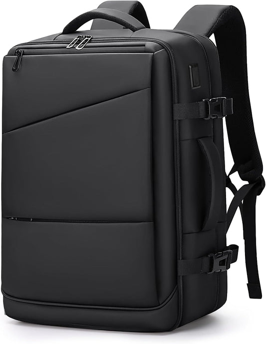 Travel Backpack 41L, Expandable Water Resistant College Computer Laptop Backpack for Men, Carry-On Flight Approved Backpack with USB Port, Black 17 Inch Business Work Laptop Bag