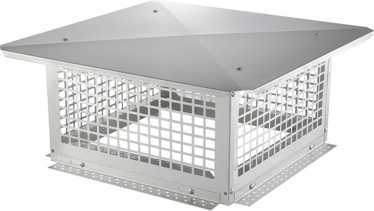 VEVOR Chimney Cap 17 x 17 inch Practical Accessories & Easy Installation, Fits Mesh Covers Outside Clay Flue Shingles, Silver