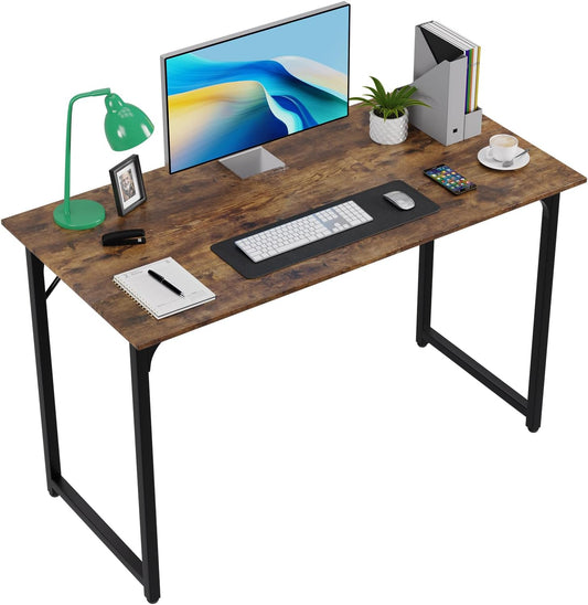 FDW 47 inches Computer Desk\/Home Office Desk\/Writing Study Table\/Modern Simple Style PC Desk with Metal Frame,Brown
