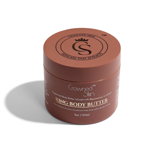 King Cologned Body Butter | Warm and Sensual Scent | Blended with Sandalwood & Leather | Infused with Organic Shea & Mango Butters | Moisturizing Formula with All-Day Fragrance | 5oz