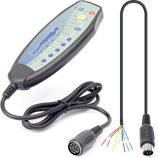 8 Female Pin Hand Remote Control for Massage Power Lift Recliner Chair. DN-03 Heat & Vibration Controller for Chair with Extension Connection Cord 12VDC 30 in Length