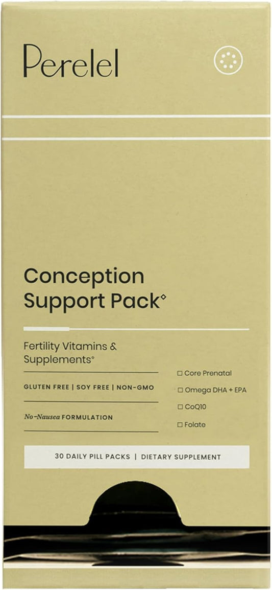 Perelel - Conception Support Pack - Prenatal DHA Omega 3 Vitamins for Women, Family Planning + Fertility Support* - Gluten, Dairy and Soy-Free + Non-GMO (30 Daily Pill Packs)