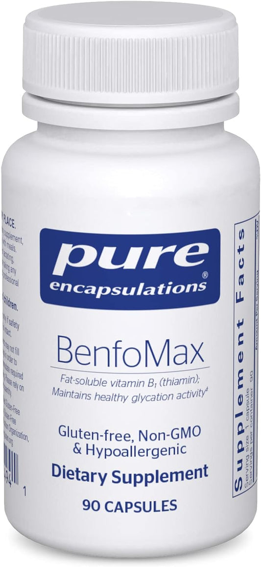Pure Encapsulations BenfoMax 90's - 200 mg Benfotiamine - Vitamin B1 Thiamin Supplement - Supports Heart & Metabolism Health - Vegan & Non-GMO - 90 Capsules