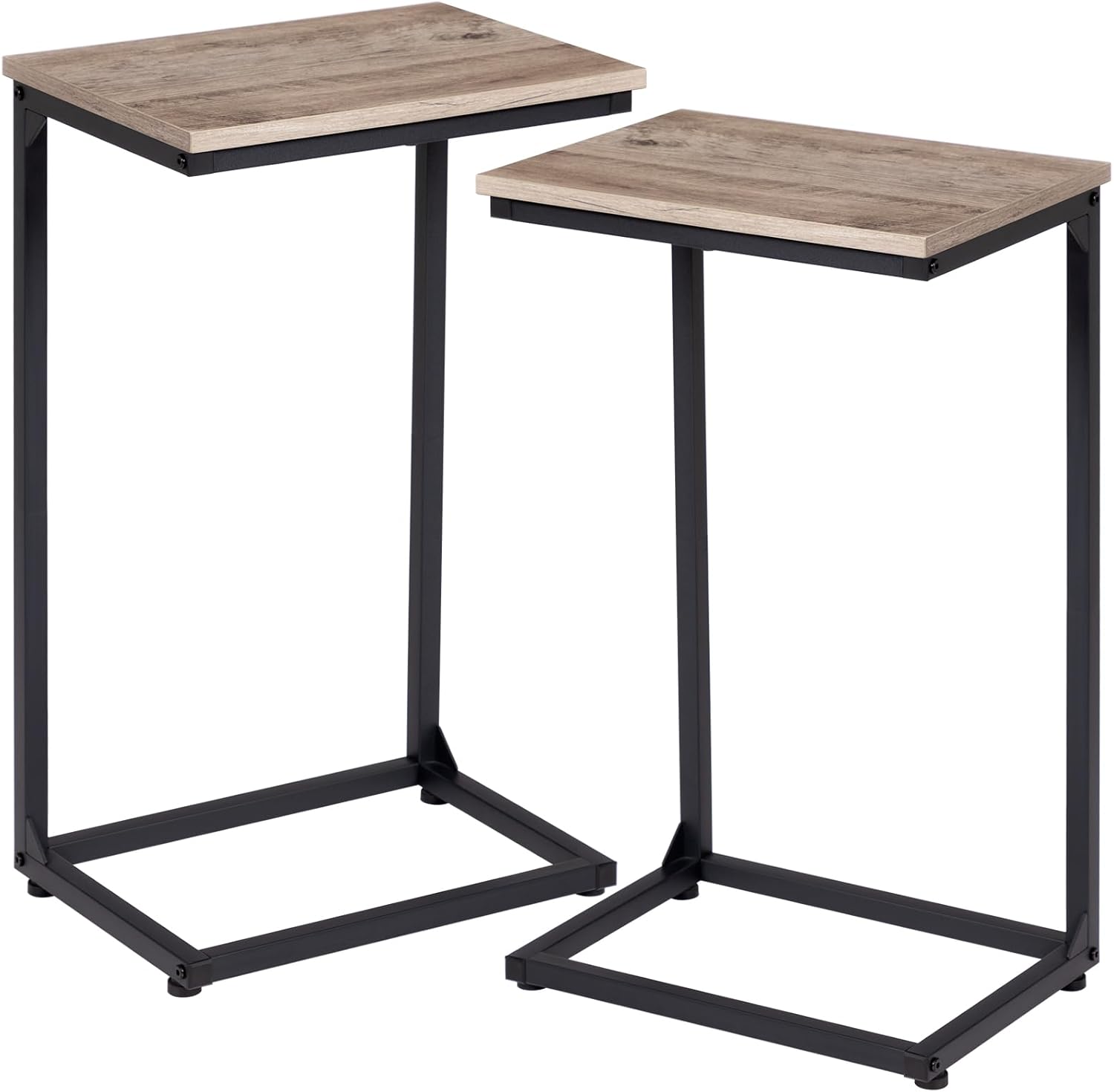AMHANCIBLE C Shaped End Table Set of 2, Couch Tables That Slide Under, TV Trays, Side Tables for Living Room, Snack Table for Small Space, Grey HET02BGY