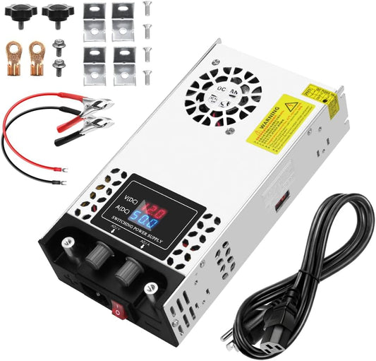 SHNITPWR AC to DC Converter 600W Adjustable Variable Power Supply Universal 110V to 12V Converter 0-15V 0-50A Regulated 5V 6V 9V 12V 14V 15V SMPS Transformer with LCD Display for Led Strip 3D Printer