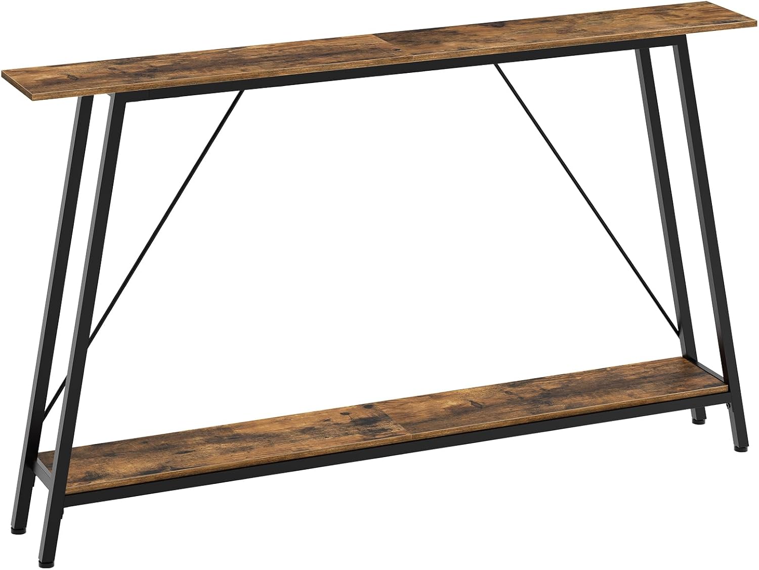 YATINEY 55" Narrow Console Table, Long Skinny Sofa Tables, Industrial Entryway Table, Behind Couch Table Skinny, 2-Layer Hallway Table for Entryway, Living Room, Foyer, Rustic Brown and Black CT14BR