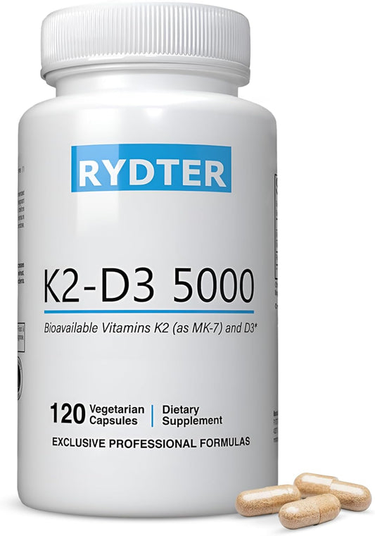 K2-D3 5000, Bioavailable D3 K2 Vitamin 5000 IU with Vitamin K2 as MK-7, Diet Pills for Heart, Arterial, Bone Health, Immune Support Supplement (120 Capsules)