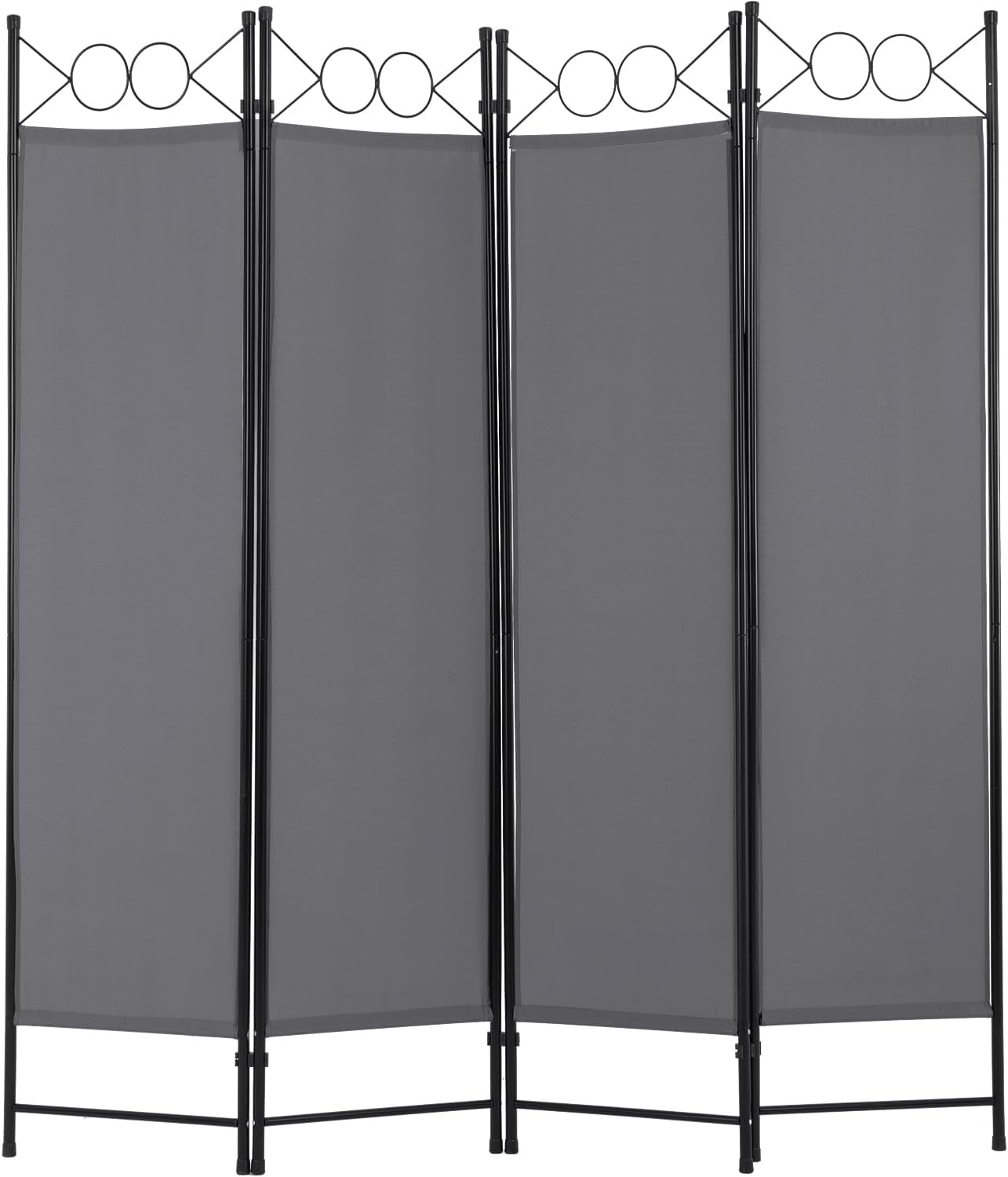 4 Panel Room Divider 6FT Steel Frame Screen Folding Privacy Divider Freestanding Partition for Home Office Bedroom,Grey
