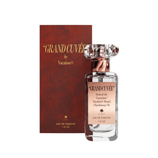 “GRAND CUVÉE” Eau de Toilette by Vacation Sunscreen, Amber Vanilla Perfume for Women & Men, Unisex Summer Scent with Argan, Peach, Cedarwood & Vanilla Bean, 1 Fl. Oz.