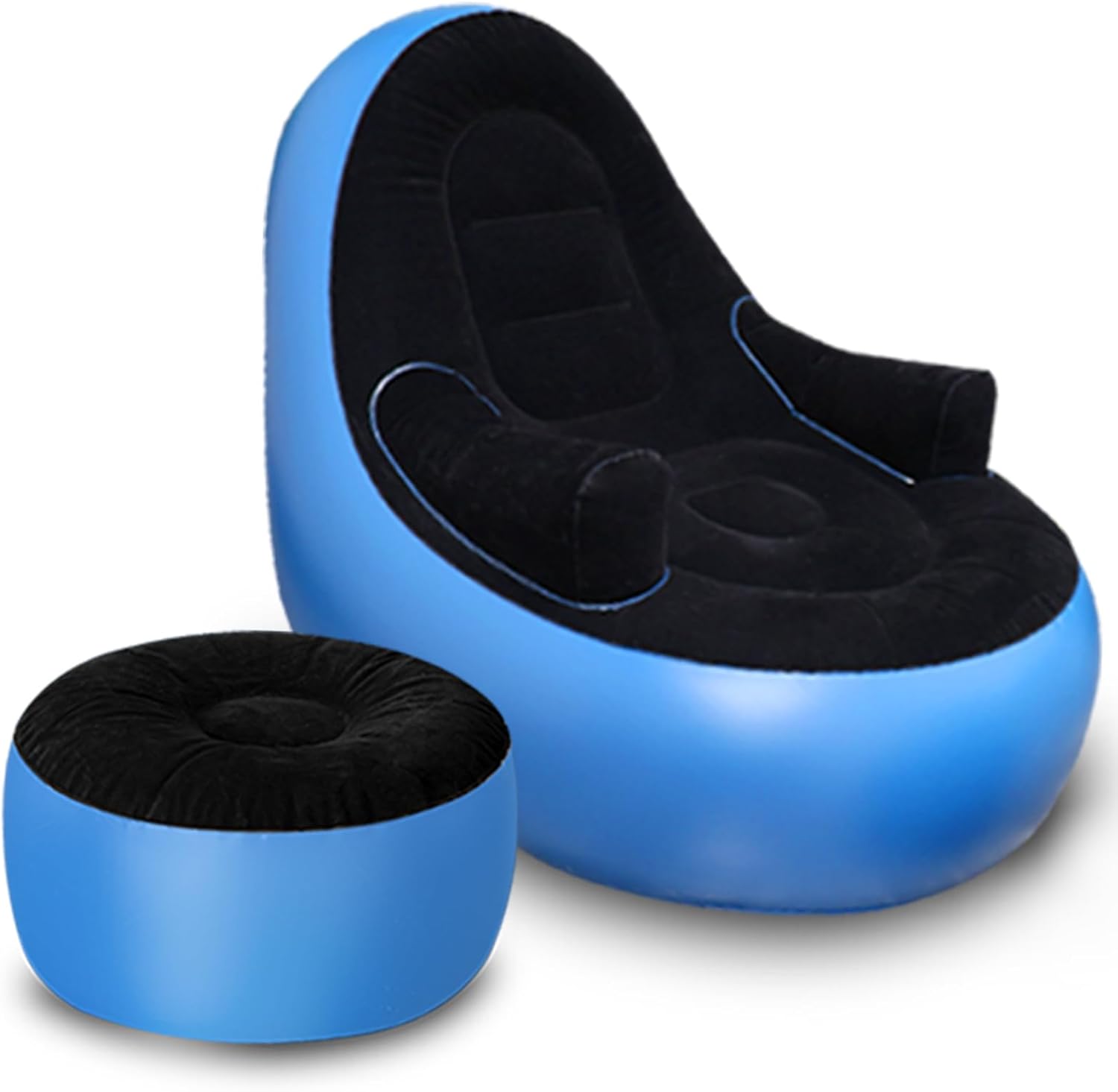 Balabulala Inflatable Couch with Armrest＆Ottoman, Blow Up Lounger Chair,Folding Air Chair for Adults,Inflatable Lazy Sofa Perfect for Rooms, Camping or Home(Without Pump)