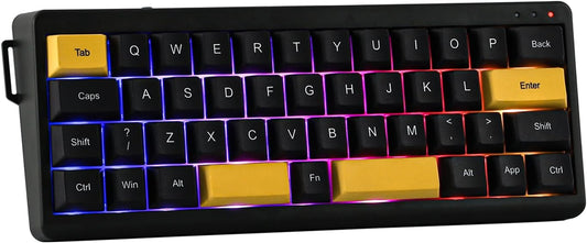 EPOMAKER TH40 40% Layout VIA Mechanical Keyboard, Wireless Hot Swappable Gaming Keyboard, Bluetooth\/2.4GHz\/USB-C, 44 Keys Gasket Mount Mini Keyboard, RGB Backlit (Black Gold, Epomaker Flamingo Switch)