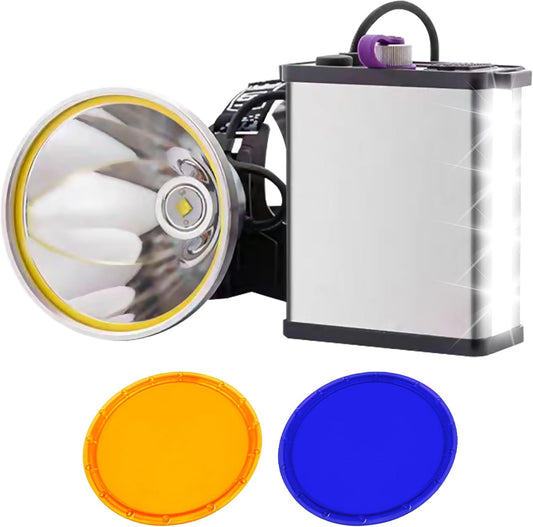 High Power Coon Hunting Lights, Motion Sensor Mining LED Headlamp for Hunters, Super Bright High Lumens Rechargeable Headlight, Waterproof Head Spotlight Torch for Fishing Camping