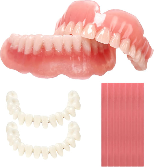 Do It Yourself Denture Fake Teeth Top and Bottom Temporary Teeth, Easy and Convenient, Common to All situations-AA1