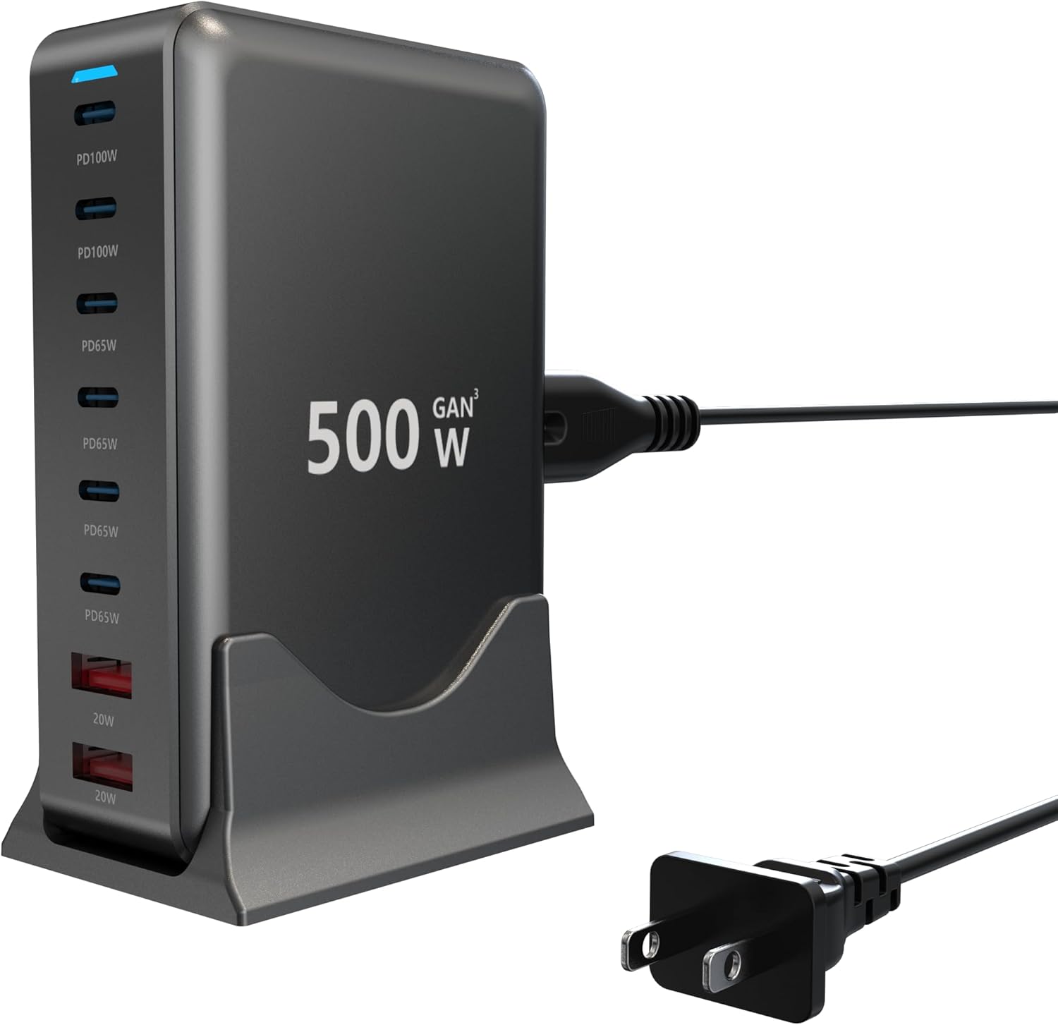 USB C Charger 500W Fast GAN Charger Block 8 Port Charging Station Hub Brick Dual PD PPS 100W Laptop Charger Compatible with DELL HP MacBook Pro/Air/All iPad iPhone 16 15/14/13/Pro Max/Galaxy Note