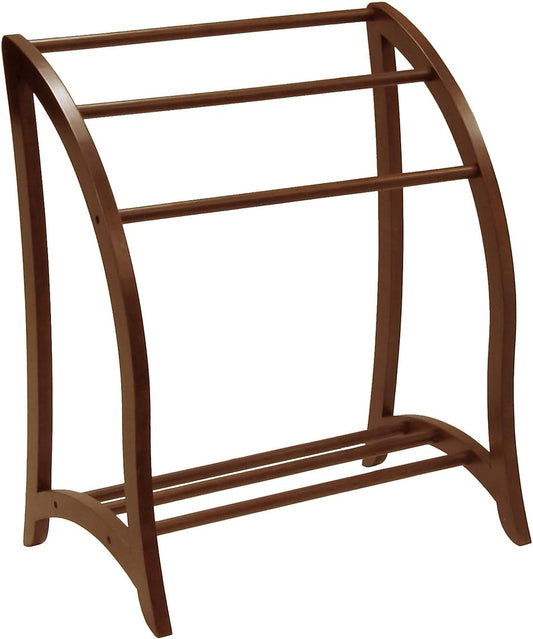 Winsome Wood Quilt Rack With 3 Rungs, Antique Walnut (94036)
