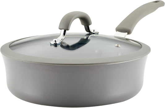 Rachael Ray Cook + Create Nonstick Sauté Pan with Lid, 3 Quart, Gray