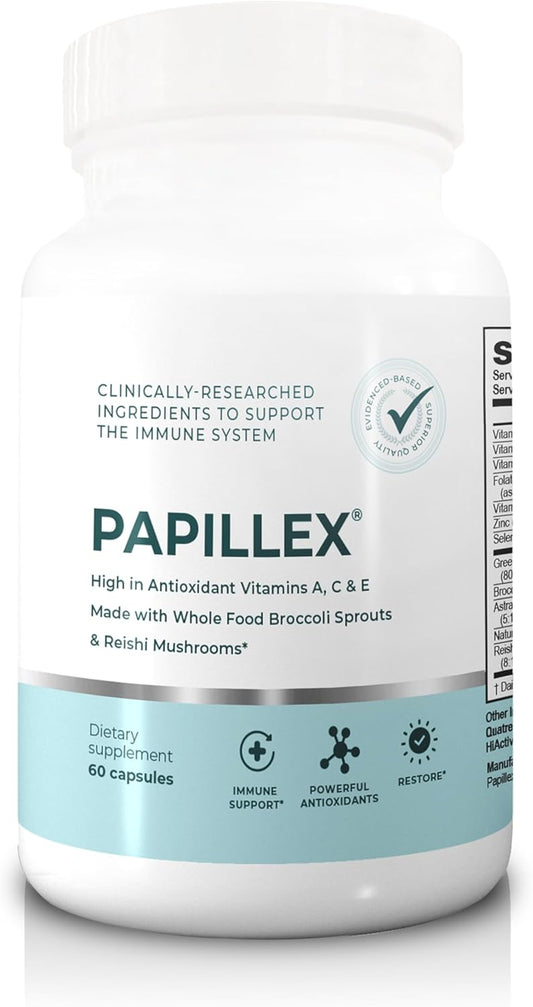 Dietary Supplement Tablets by Papillex - All Natural Immune Support - Immunity Defense - Best Immune System Booster - Organic 60 Capsules Bottle (Single Bottle)