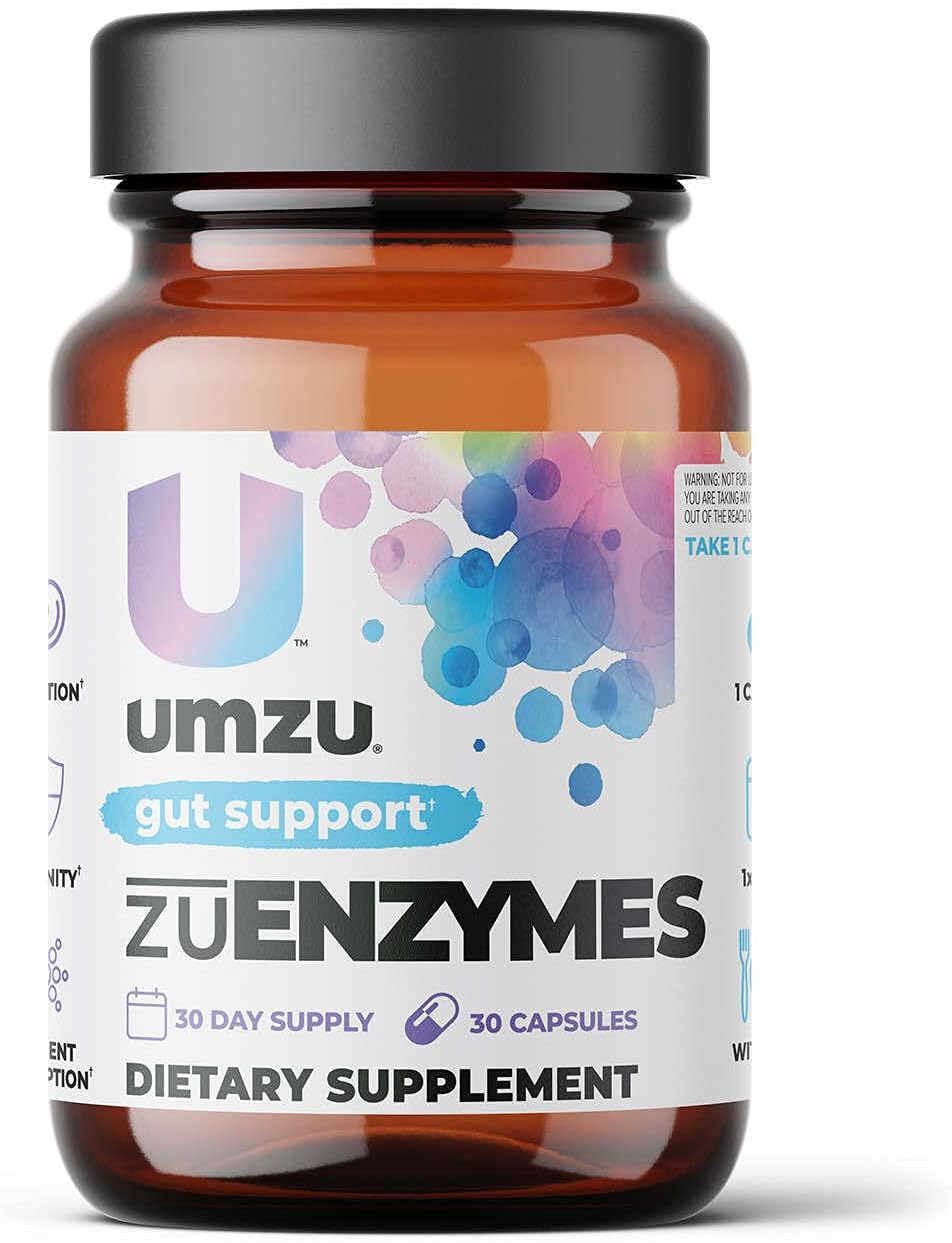 UMZU ZuEnzymes Digestive Enzymes Supplement | 21 Enzymes for Gut Health Support, Digestion & Nutrient Absorption | Helps Break Down Lactose, Carbs, Proteins & Fats (30 Day Supply | 30 Capsules)
