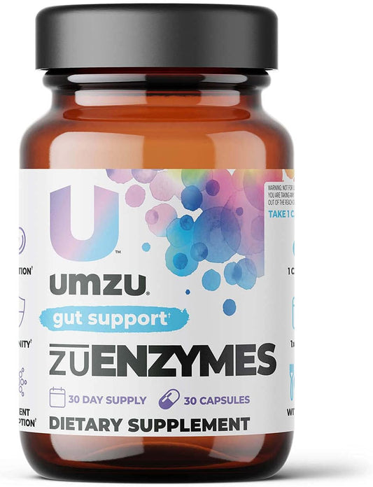 UMZU ZuEnzymes Digestive Enzymes Supplement | 21 Enzymes for Gut Health Support, Digestion & Nutrient Absorption | Helps Break Down Lactose, Carbs, Proteins & Fats (30 Day Supply | 30 Capsules)