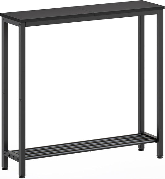 YATINEY Narrow Console Table, 2-Tier Small Sofa Table, 29.5" Thin Entryway Table, Behind Couch Table with Shelves, Industrial Hallway Table, for Living Room, Foyer, Black CT03BB