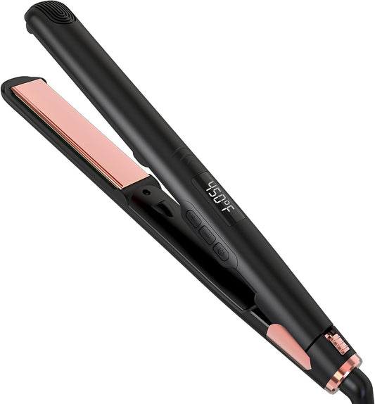 Flat Iron Hair Straightener, Ceramic Hair Straightener and Curler 2 in 1, Rapid 30-Second Heat-Up Hair Straightening Iron with Floating Plates for Less Frizz, Shinier & Smoother Hair
