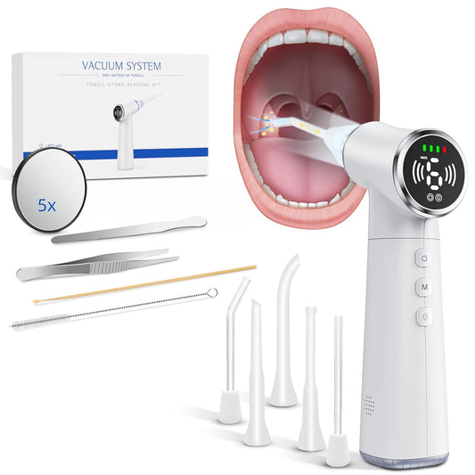 Upgraded Electric Tonsil Stone Remover \u2013 High-Precision & Painless Cleaning, Food-Grade Material, 6 Suction Levels | Tonsil Stone Removal Kit with LED Light, Oral Protection & 11 Attachments