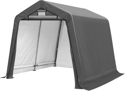 GARTOO 8' x 8' Outdoor Storage Shelter Shed- Heavy Duty Storage Tent with Roll-up Ventilated Windows, Portable Garage Zipper Storage shed for Bike, ATV, Motorcycle Shelter, Gray