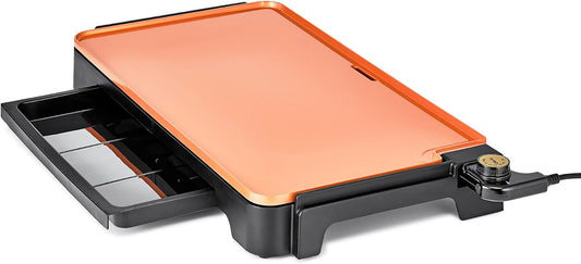 CRUX XL Electric Griddle in Titanium with Nonstick Ceramic Coating, Cool-Touch Handles, and Slide-Out Drip Tray - Indoor Grill for Breakfast, Eggs, Pancakes, and Burgers