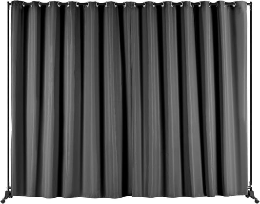 VEVOR Room Divider, 8 ft x 10 ft Portable Panel Room Divider with Wheels Curtain Divider Stand, Room Divider Privacy Screen for Office, Bedroom, Dining Room, Study, Dark Grey