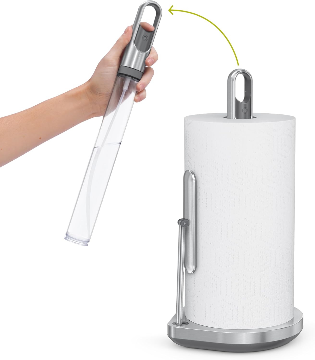 simplehuman Standing Paper Towel Holder with Spray Pump, Brushed Stainless Steel