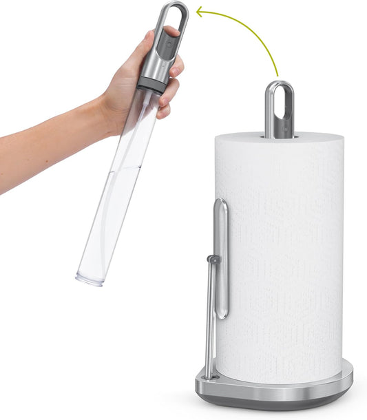 simplehuman Standing Paper Towel Holder with Spray Pump, Brushed Stainless Steel