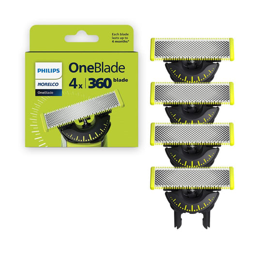 Philips Norelco OneBlade 360 Blades, Genuine Replacement Blades for OneBlade Electric Shaver and Trimmer, 4 Pack, QP440\/80