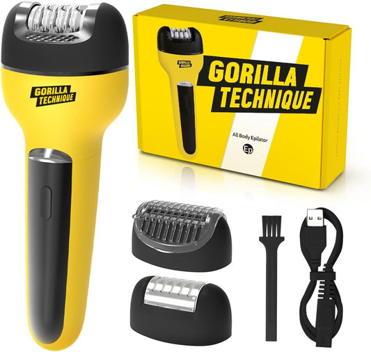 /Gorilla Technique/ 3-in-1 Epilator, Body Hair Removal Device, Cordless Rechargeable Electric Tweezers & Shaver & Callus Remover for Women & Men