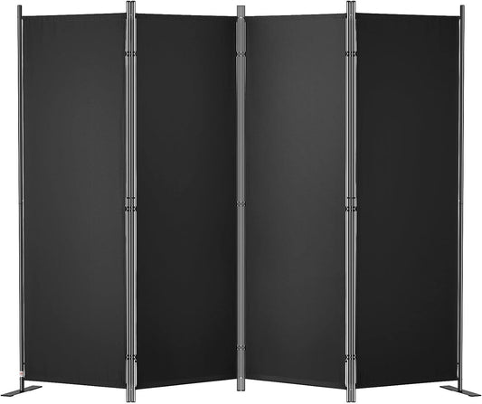 VEVOR Room Divider, 5.6 ft Room Dividers and Folding Privacy Screens (4-Panel), Fabric Partition Room Dividers for Office, Bedroom, Dining Room, Study, Freestanding, Black