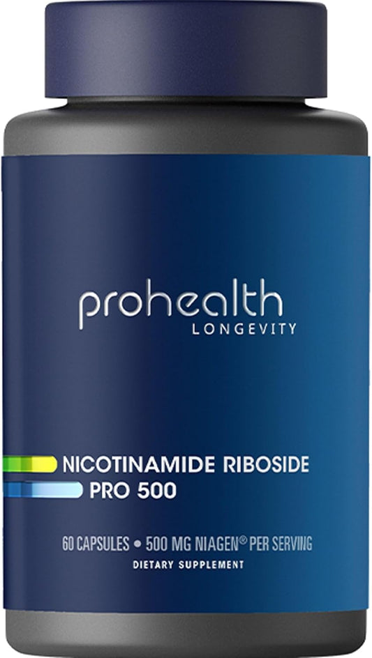 ProHealth Nicotinamide Riboside Pro 500. Patented NR Niagen 500mg Plus 250mg TMG. NAD Supplement Boosts NAD. NR Supplement Proven in 300 Studies. 30 Servings