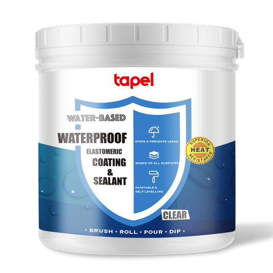 Tapel Liquid Rubber Waterproof Sealant - Clear 35oz for 2m² (Single Coat) - Invisible Waterproof Agent Transparent Repairing Leak Waterproof Adhesive - Indoor & Outdoor Waterproof Coating