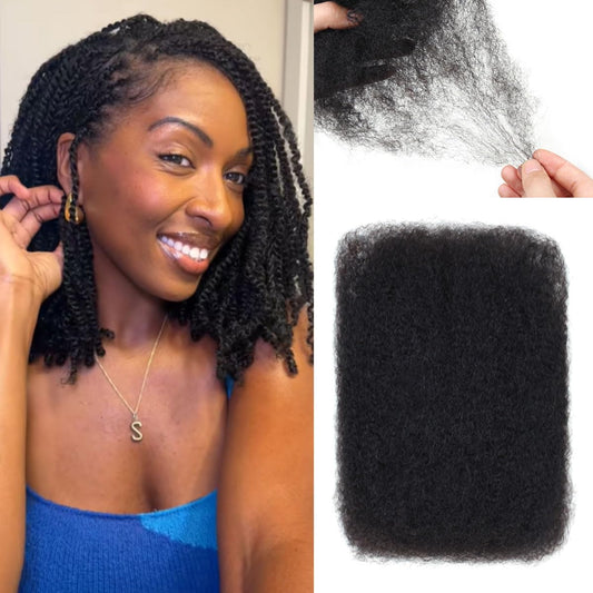 Sangtok 14 inch Afro Kinkys Bulk Human Hair, 100% 4C Human Hair for Dreadlock Extensions,Repair Locs,Mini Twists and Braids (50g\/Pack), 1B