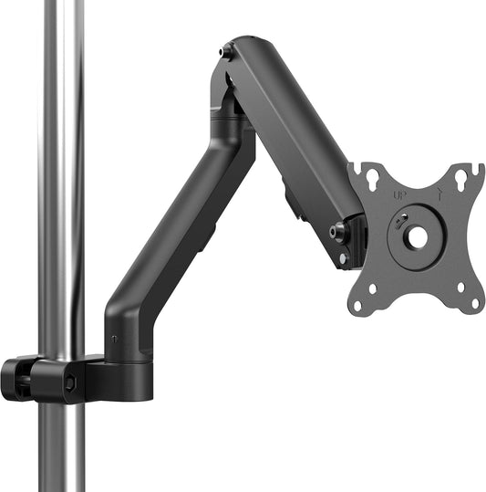 Height Adjustable Pole Mount Monitor Arm for 17"-27" Screens with Mechanical Spring, VESA 75x75 and 100x100 - Holds up to 15.4 lbs