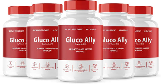 (5 Pack) Gluco Ally Capsules, Official GlucoAlly Advanced Formula, Gluco Ally Pills, Gluco Ally Maximum Health Formula and Wellness, Gluco Ally Support Pills Reviews, 300 Capsules 5 Month Supply