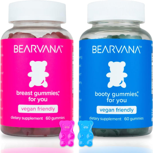 BEARVANA Bum & Chest Support Gummies for Women | Workout Enhancement | Berry Flavored | Essential Herbs | Multivitamins | Combo Pack Growth Gummies | Women\u2019s Fitness Supplement (120 Count)