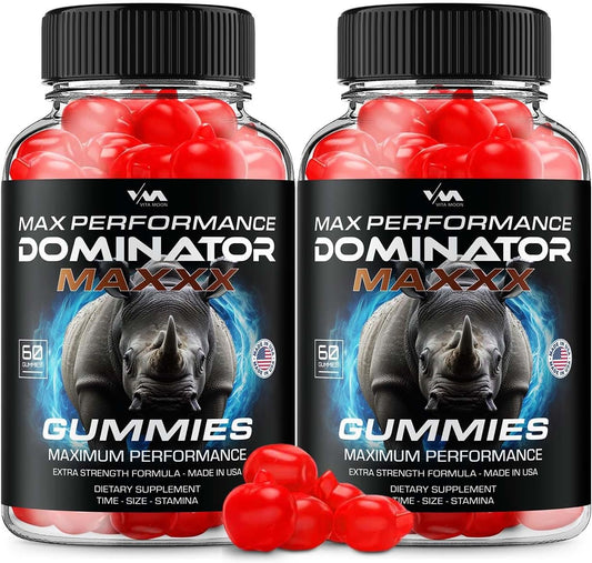 (2 Pack) Dominator Max Performance Gummies for Men – Dominator Maxxx Maximum Strength 1000MG, Dominator Maxx All Natural for Muscle Growth & Vitamin B12 Support, 120 Gummies